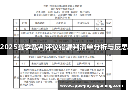 2025赛季裁判评议错漏判清单分析与反思