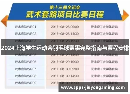 2024上海学生运动会羽毛球赛事完整指南与赛程安排