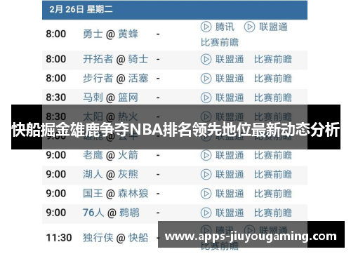 快船掘金雄鹿争夺NBA排名领先地位最新动态分析
