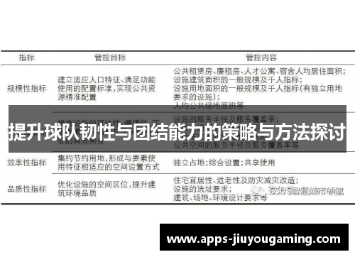 提升球队韧性与团结能力的策略与方法探讨